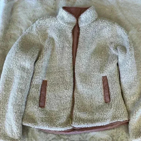 Love Tree reversible Sherpa pockets on both sides size medium dusty rose - Picture 4 of 12